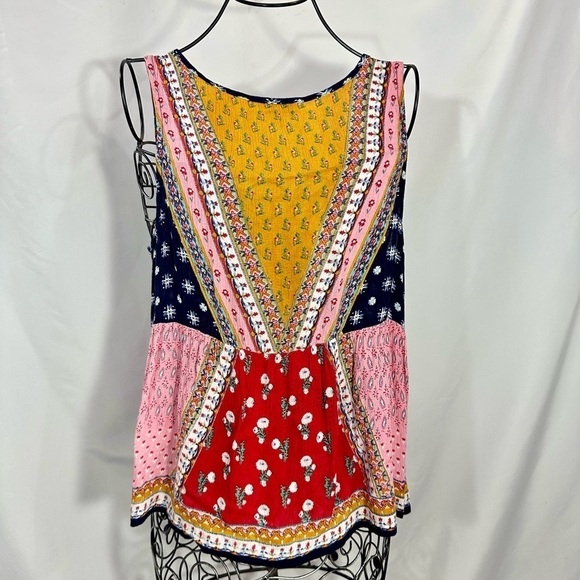 Patrons of Peace paisley floral print v neck front tie tank size S - Picture 6 of 7